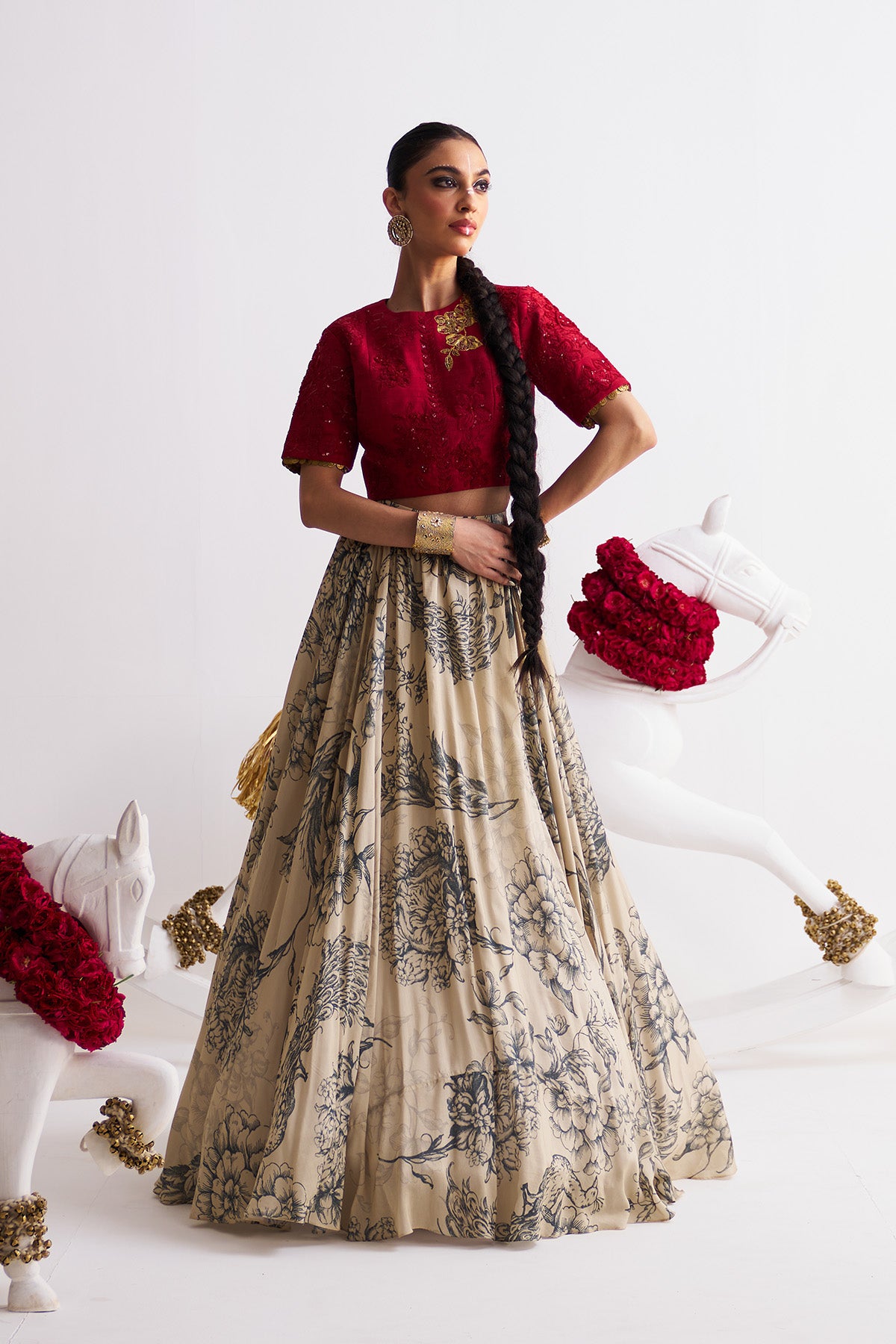 Crop top with lehenga set