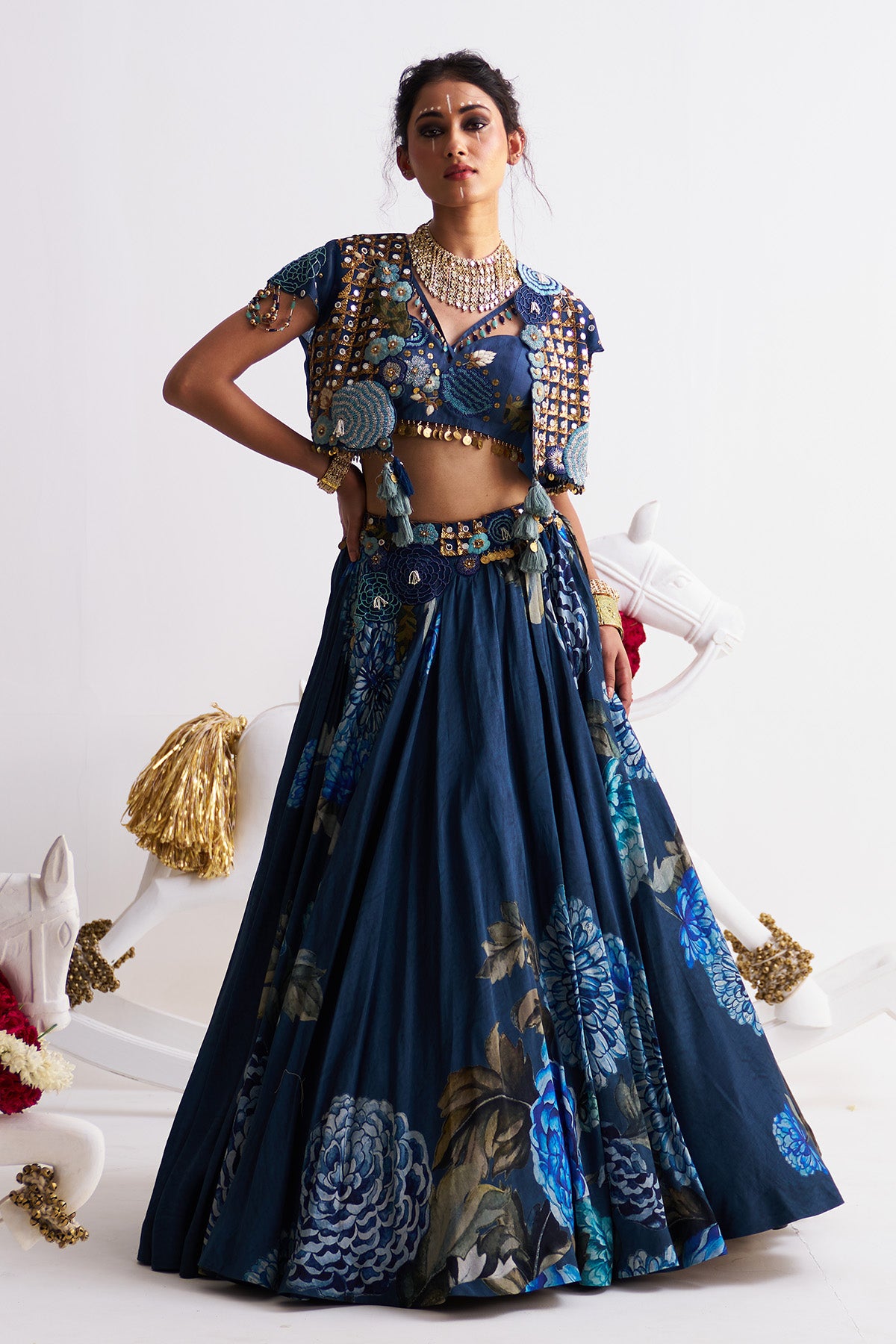 Short jacket with lehenga