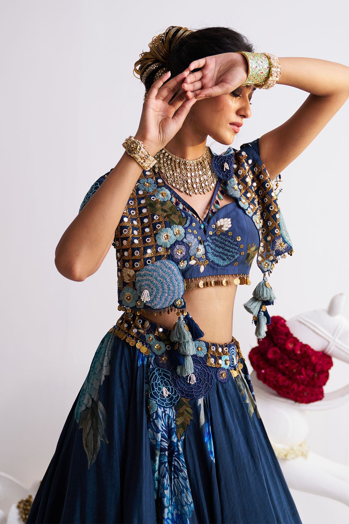 Short jacket with lehenga