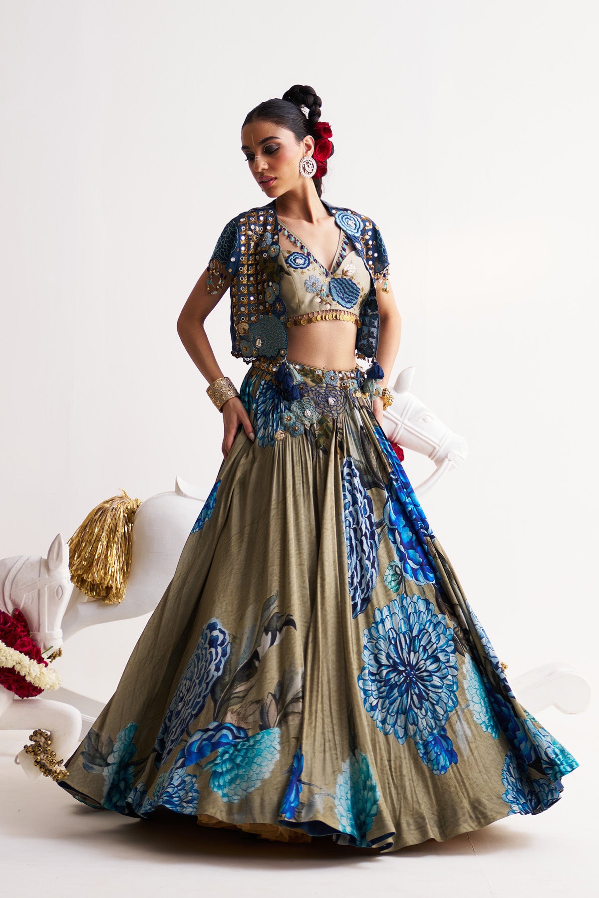 Short jacket with lehenga