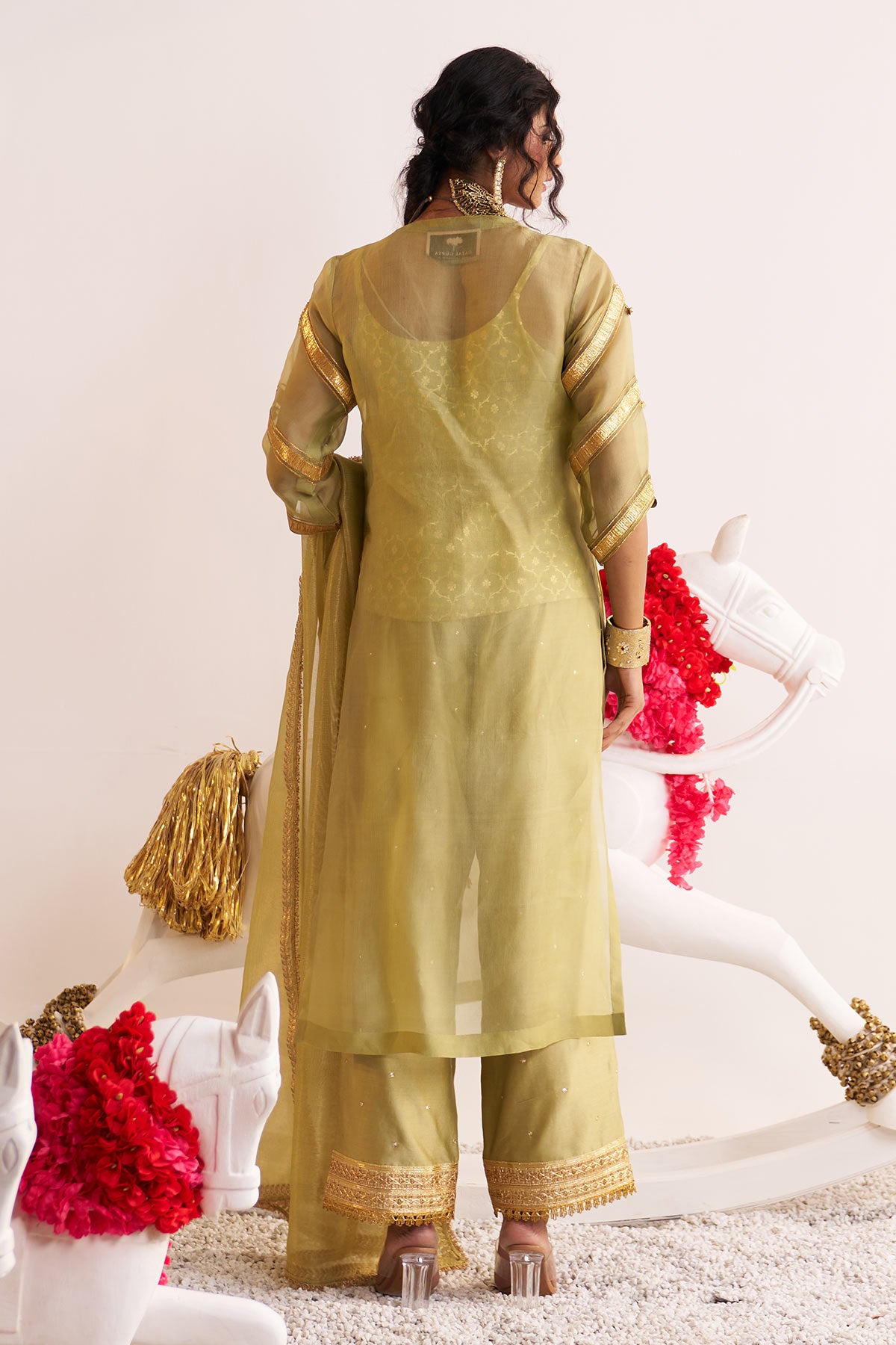 Sheer gota elephant kurta set