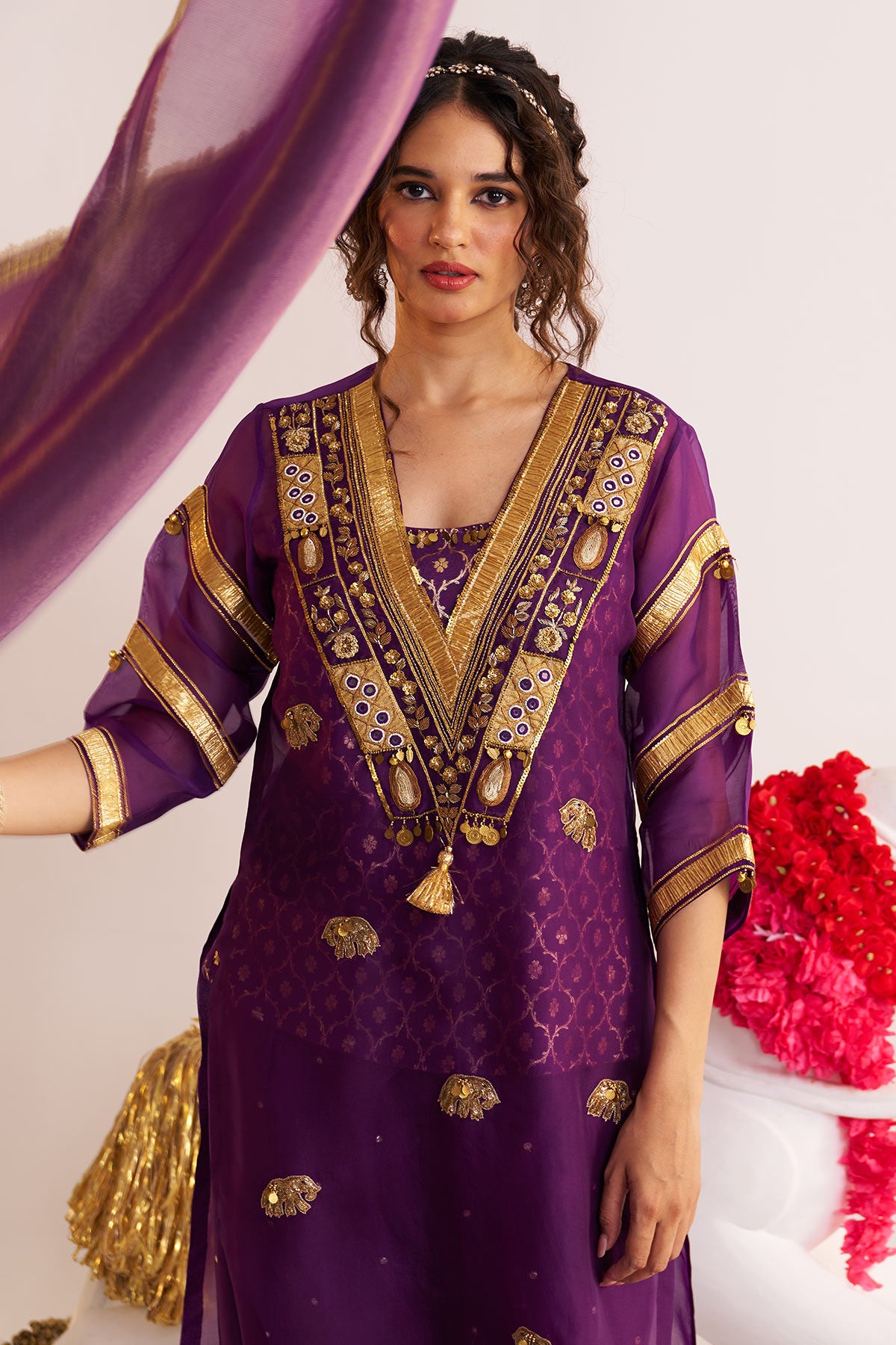 Sheer gota elephant kurta set