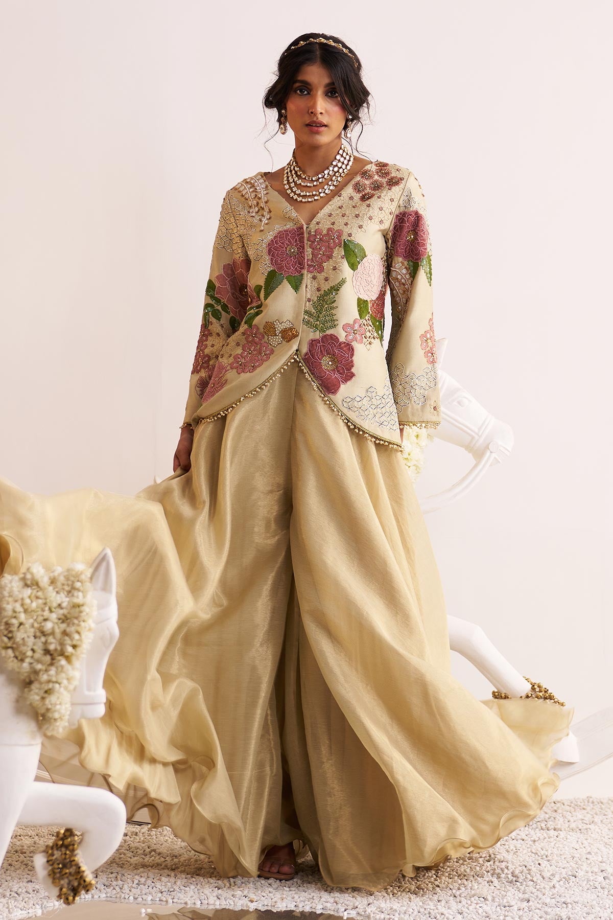 Phoolwaari jacket and sharara set