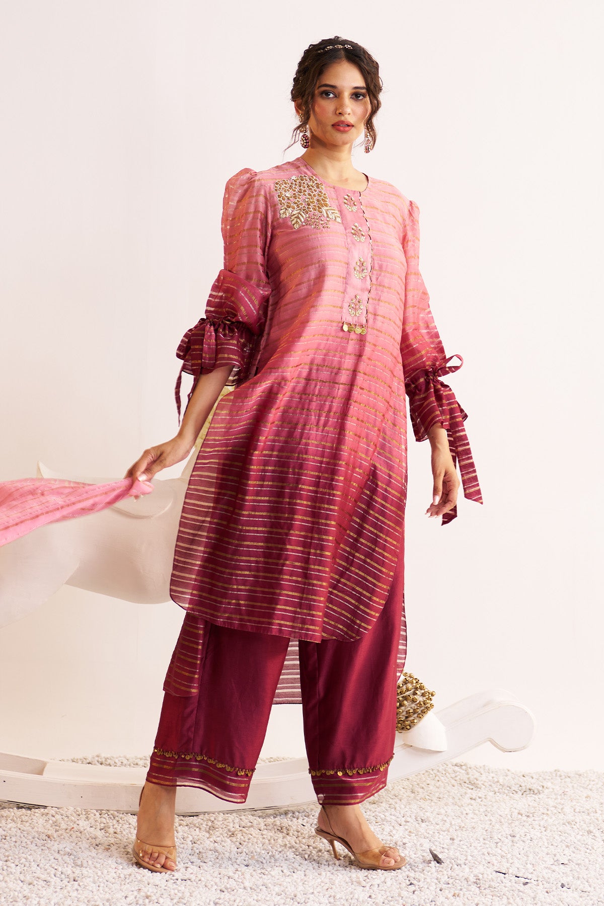 High-low straight kurta set