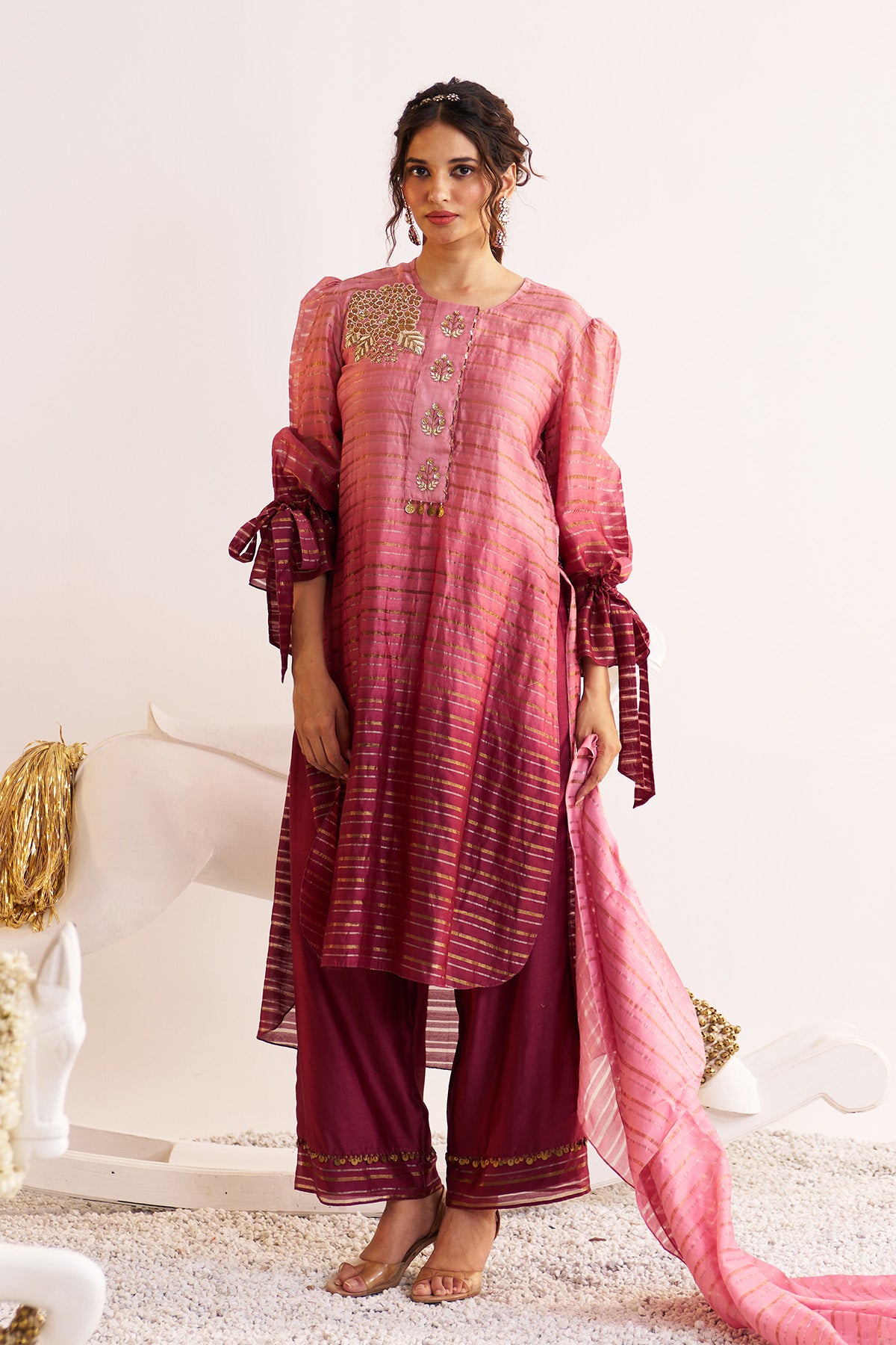 High-low straight kurta set