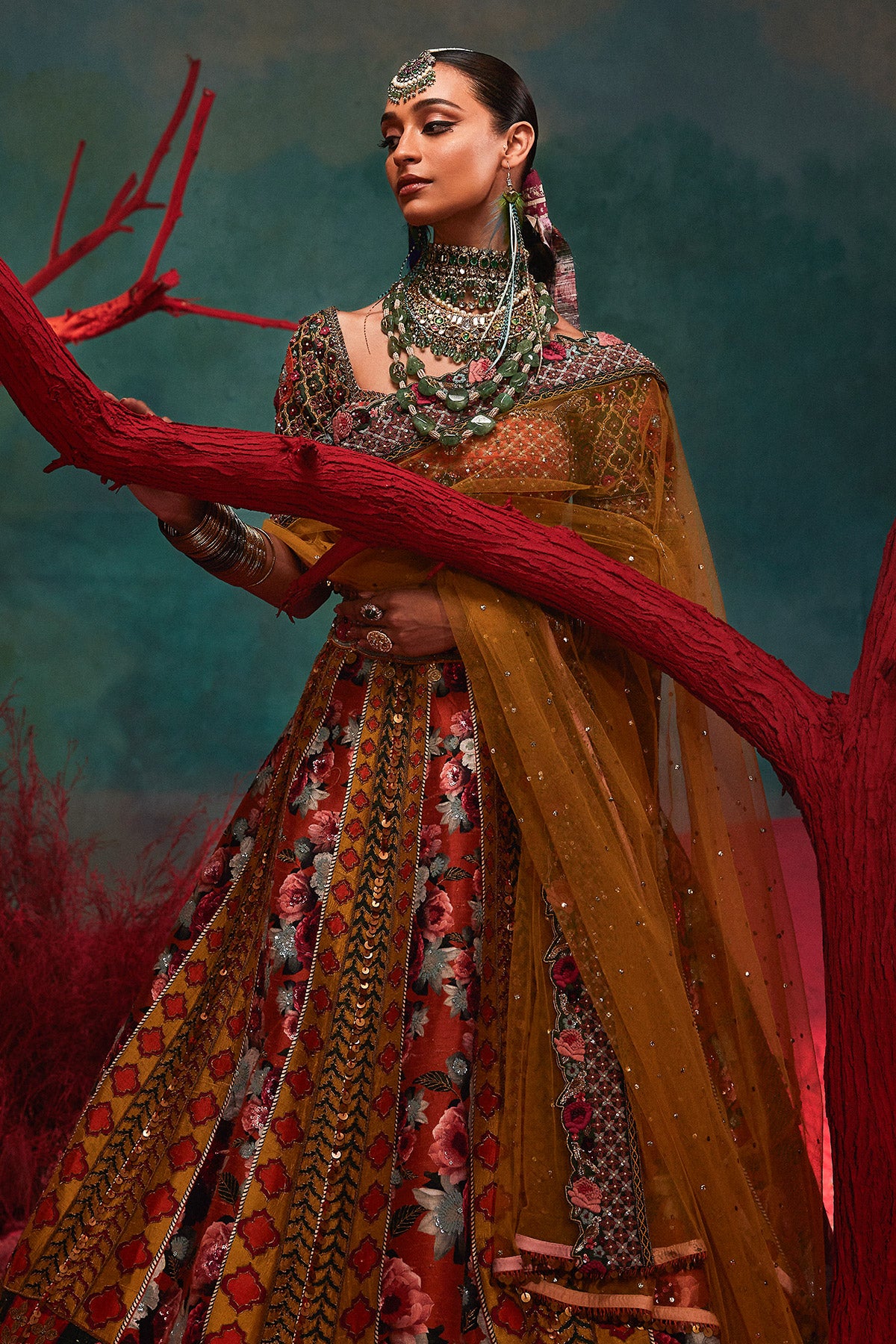 Buy Beautiful Multicolour Art Silk Wedding Lehenga Choli | Inddus.in.