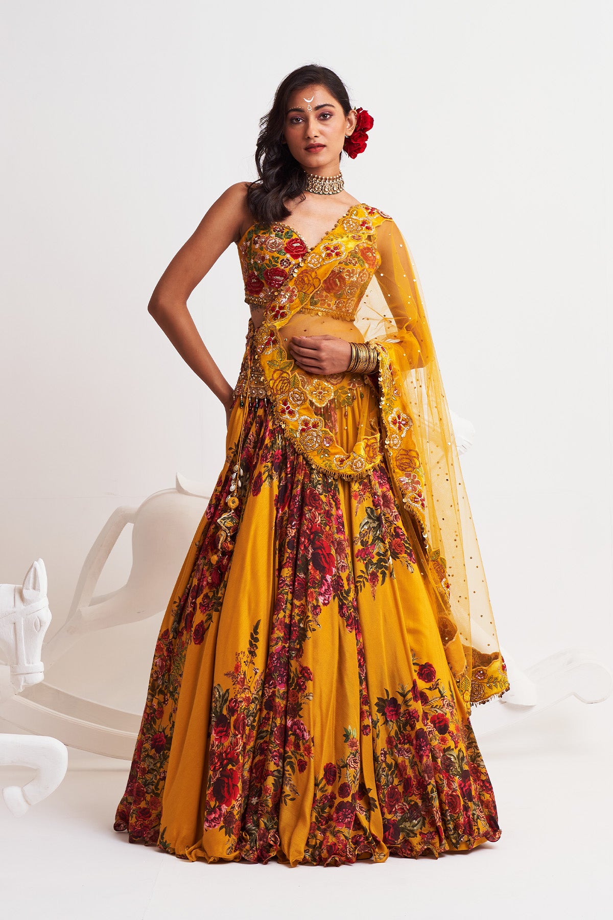 Side drape lehenga