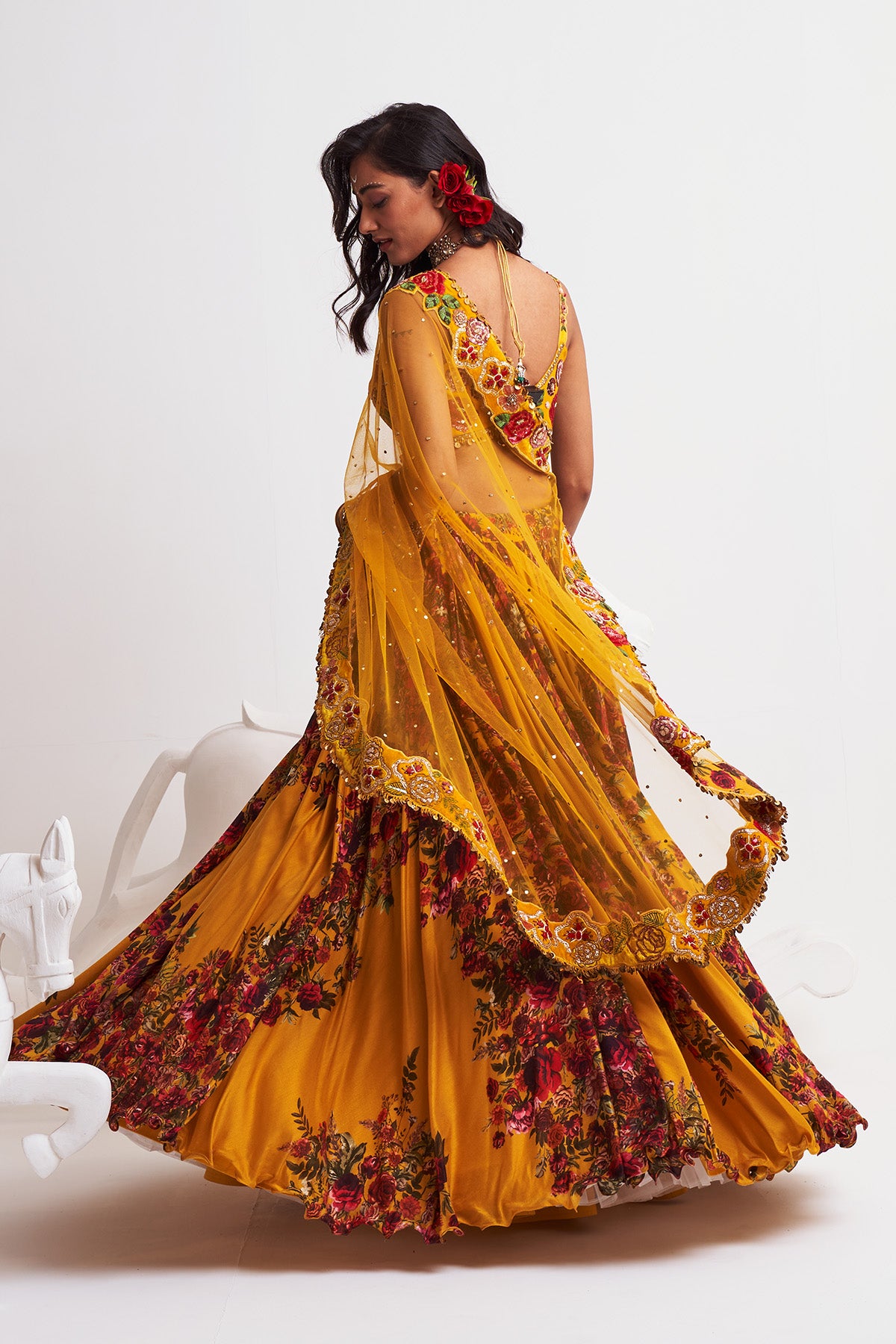 Side drape lehenga