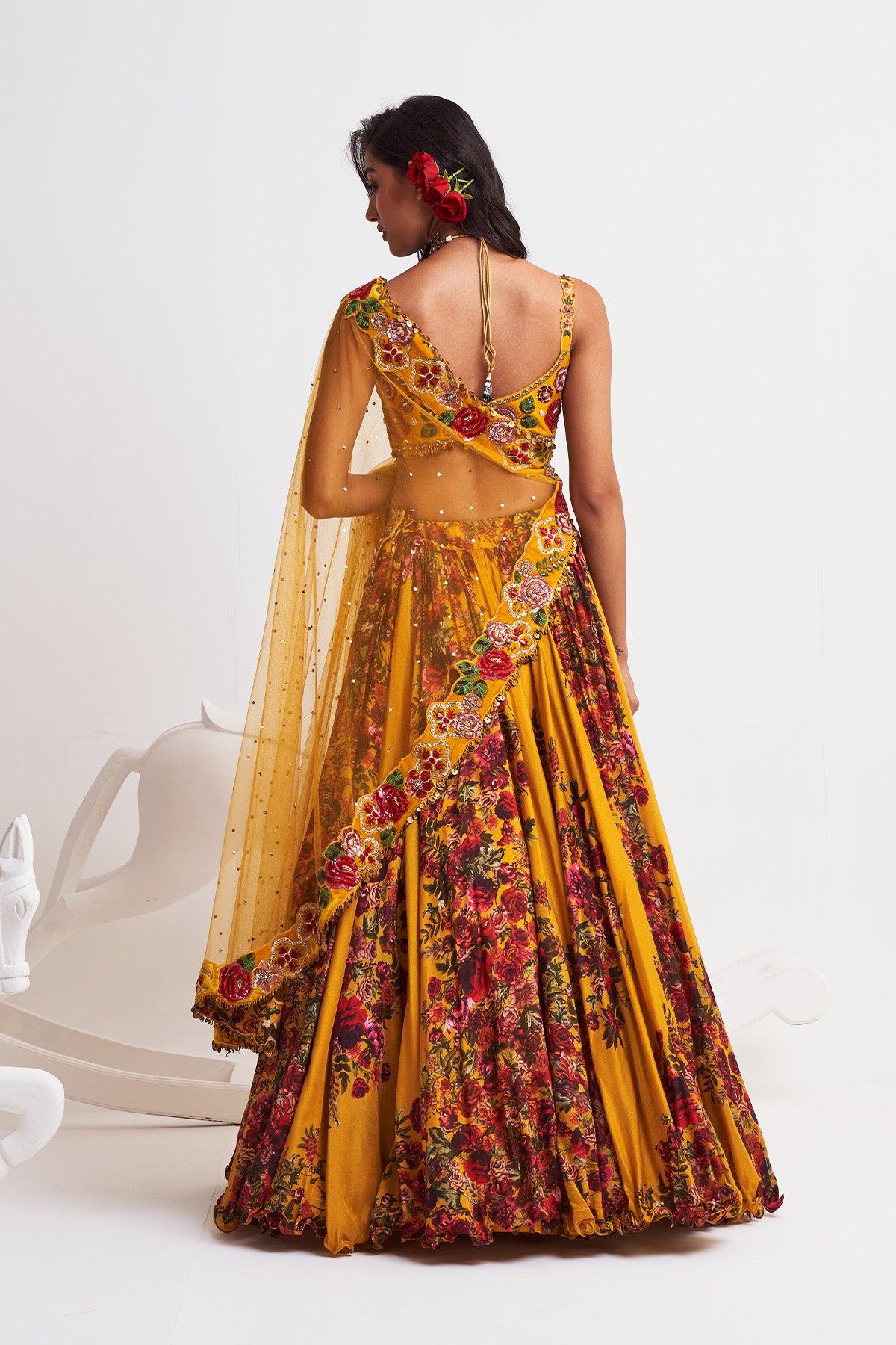 Side drape lehenga