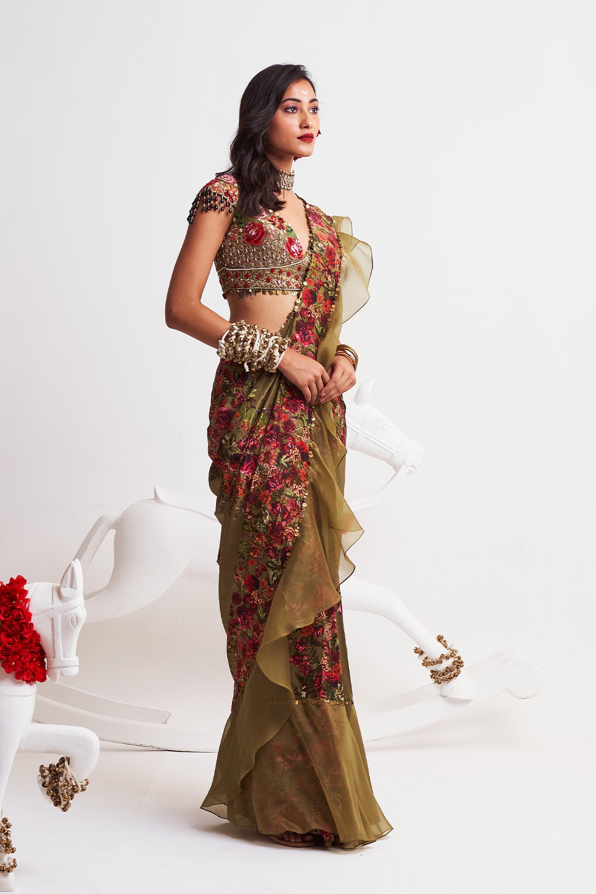 Ruffle saree