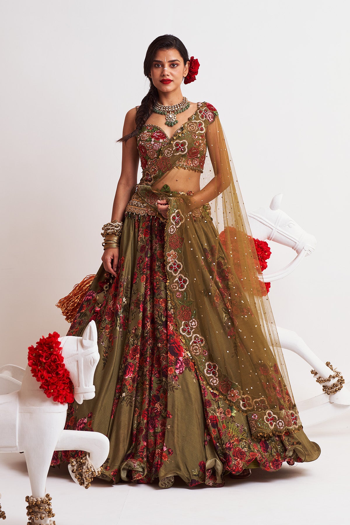 Side drape lehenga