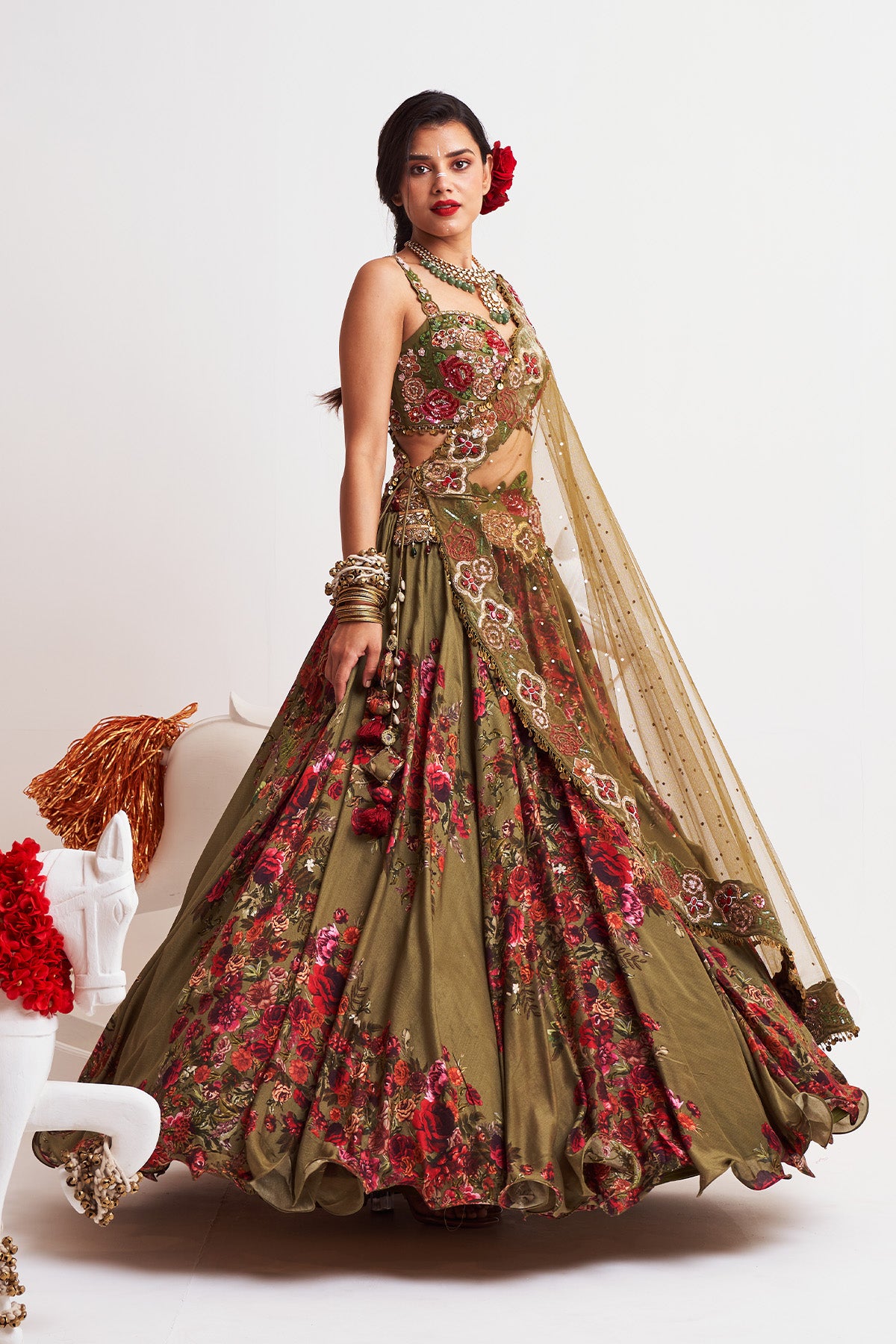 Side drape lehenga