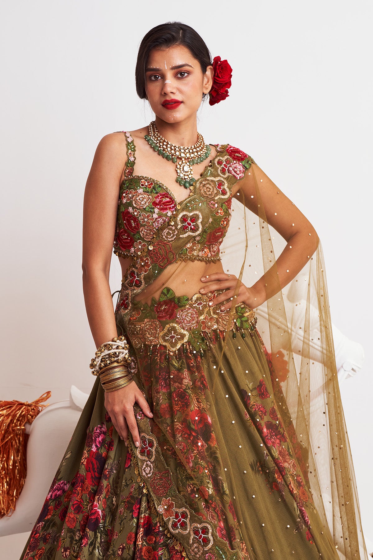 Side drape lehenga