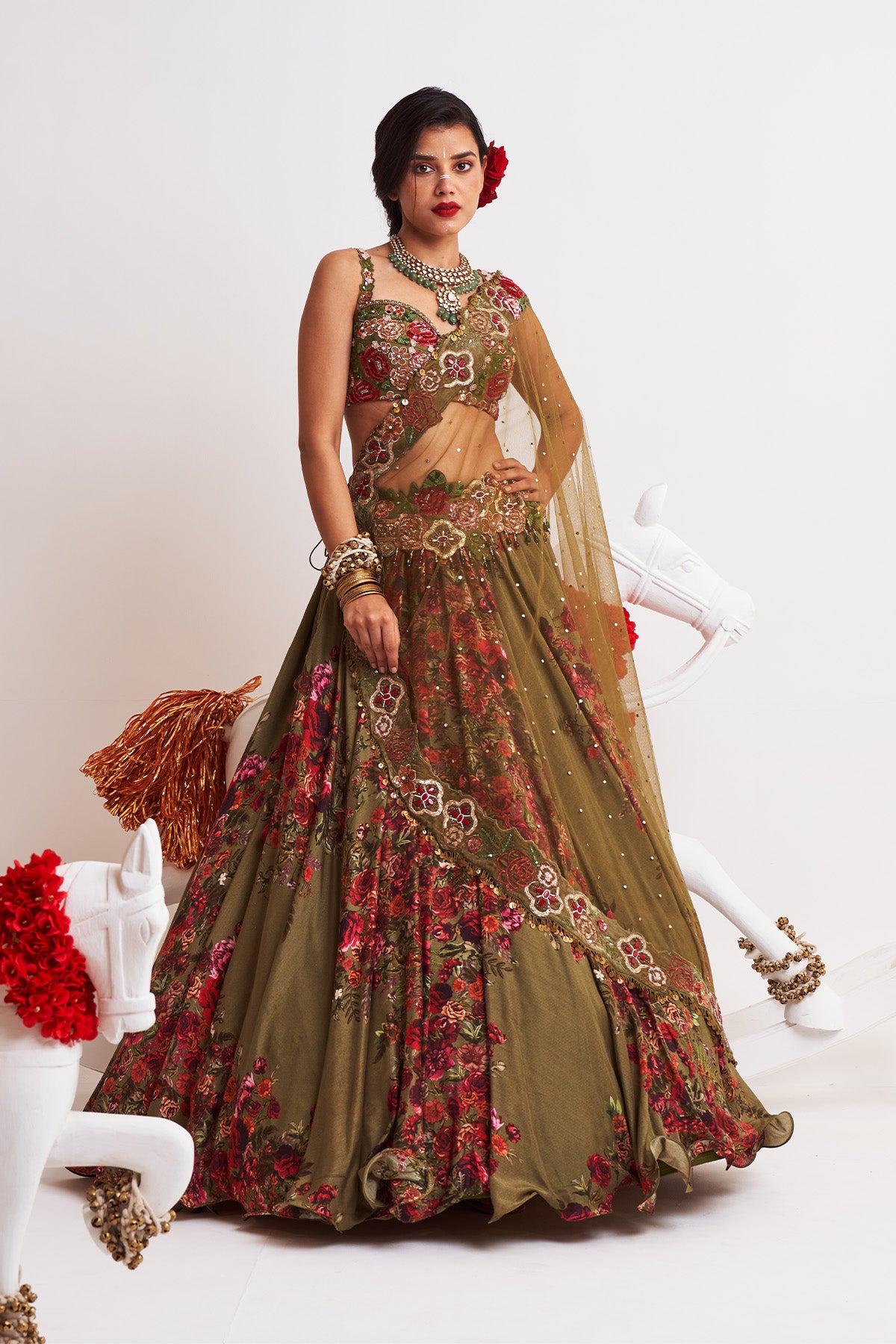 Side drape lehenga