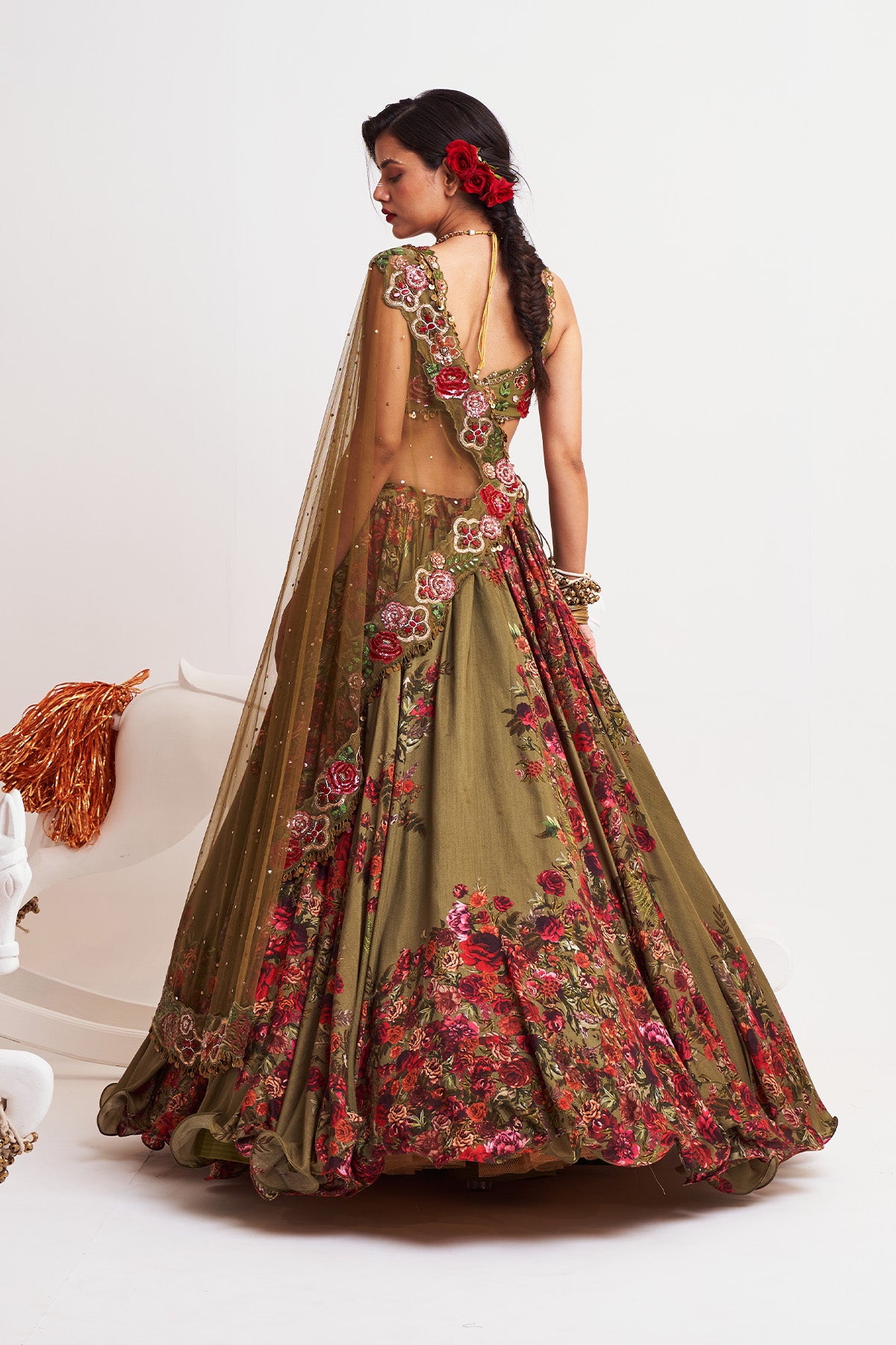 Side drape lehenga