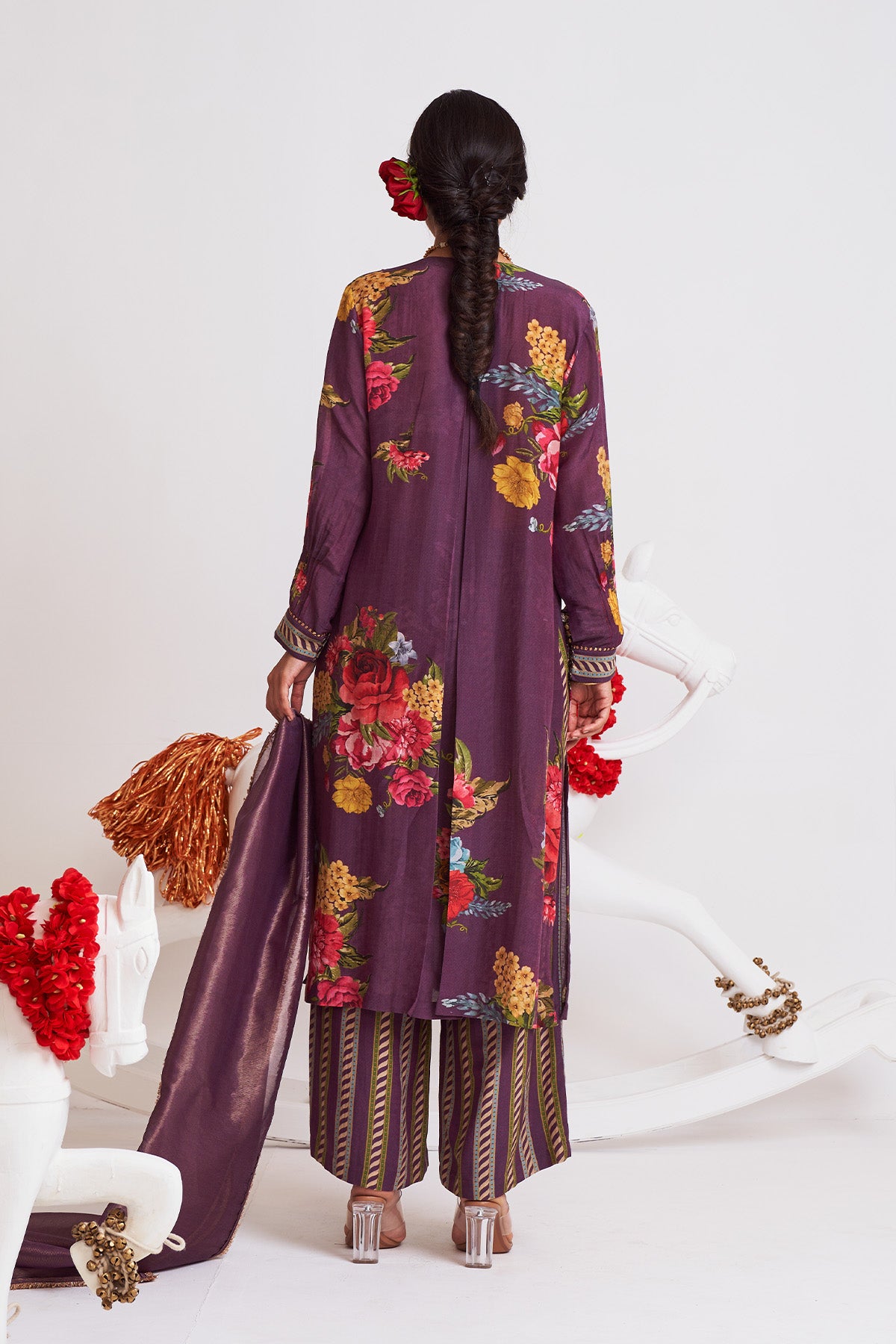 Embellished placket kurta set