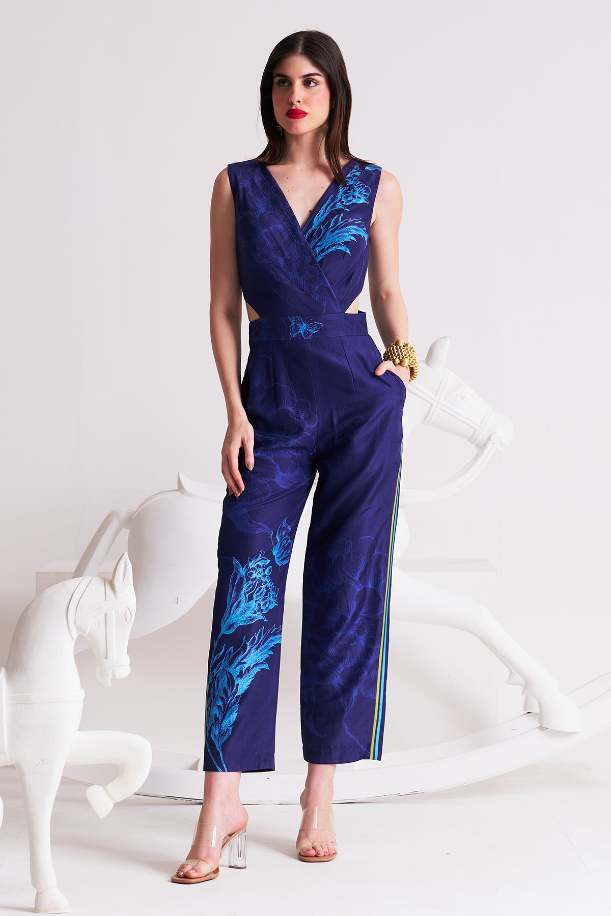 V-neck cutout jumpsuit