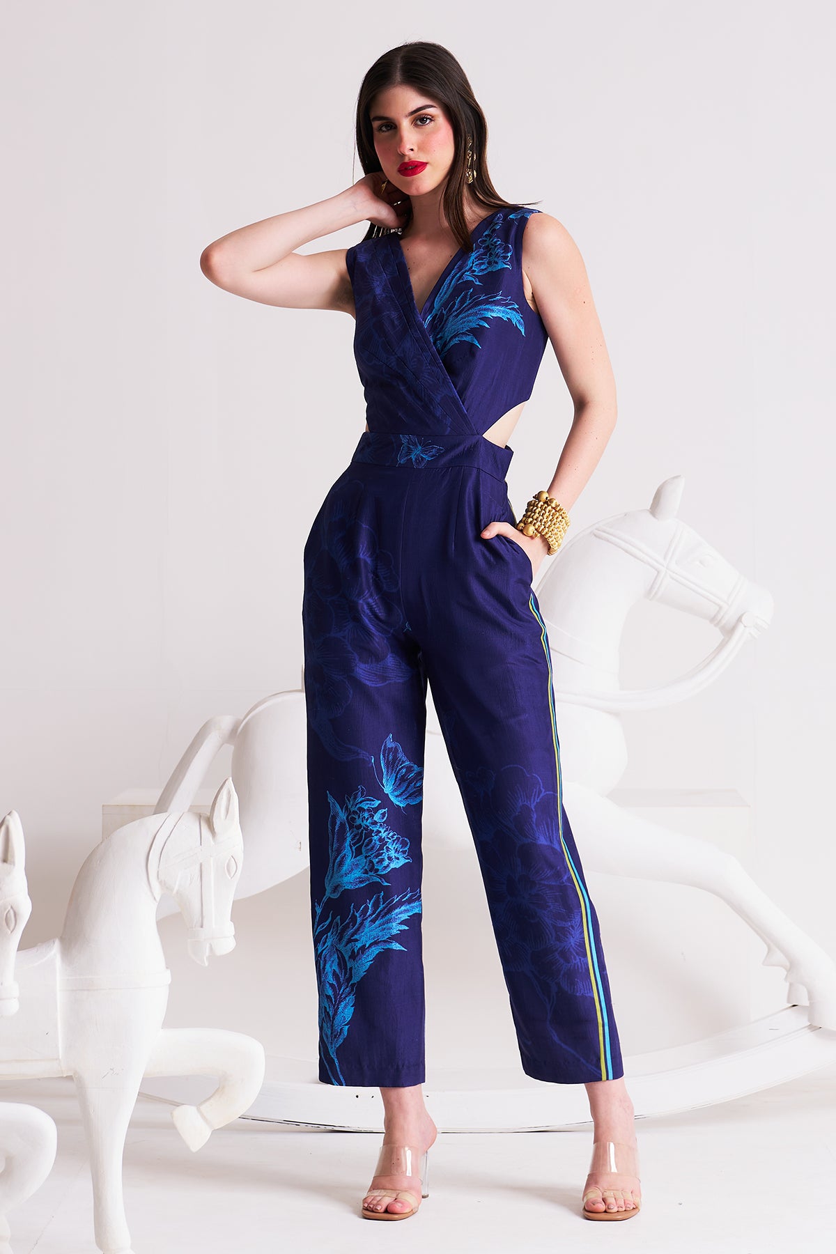 V-neck cutout jumpsuit