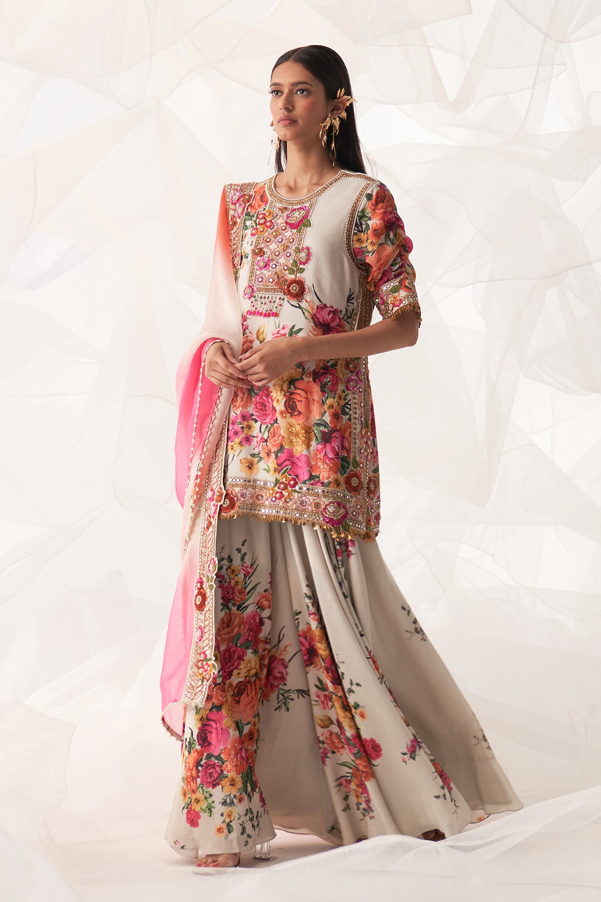 IVORY MULTI FLORAL CUT TO CUT SUIT