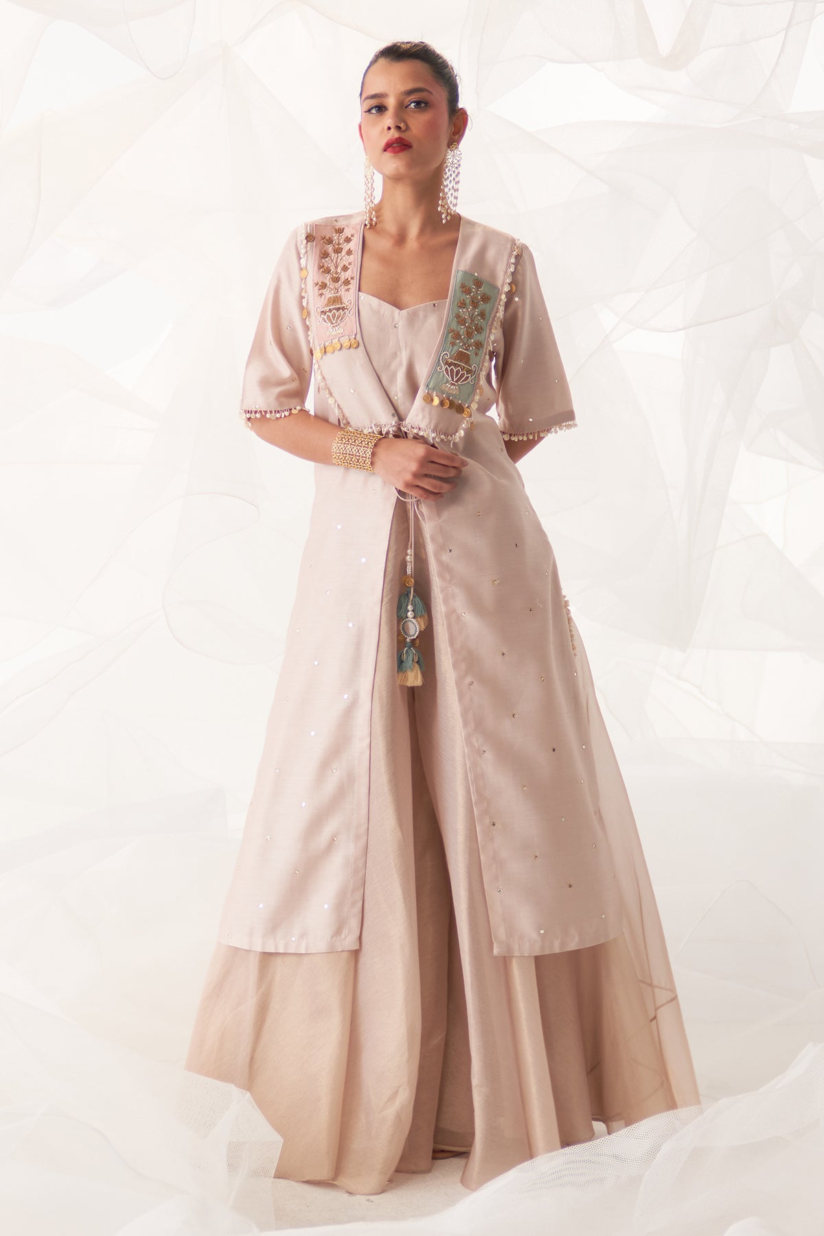 FRONT OPEN JACKET SHARARA SET