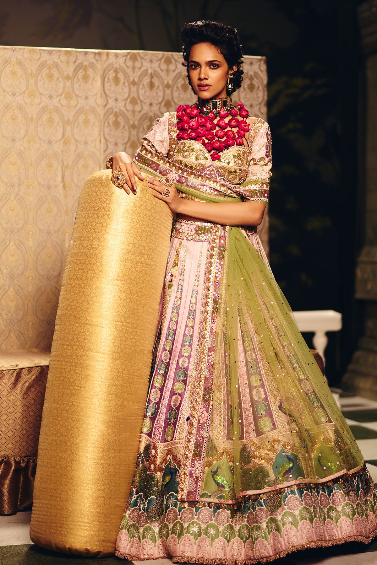 Shade of peacock lehenga