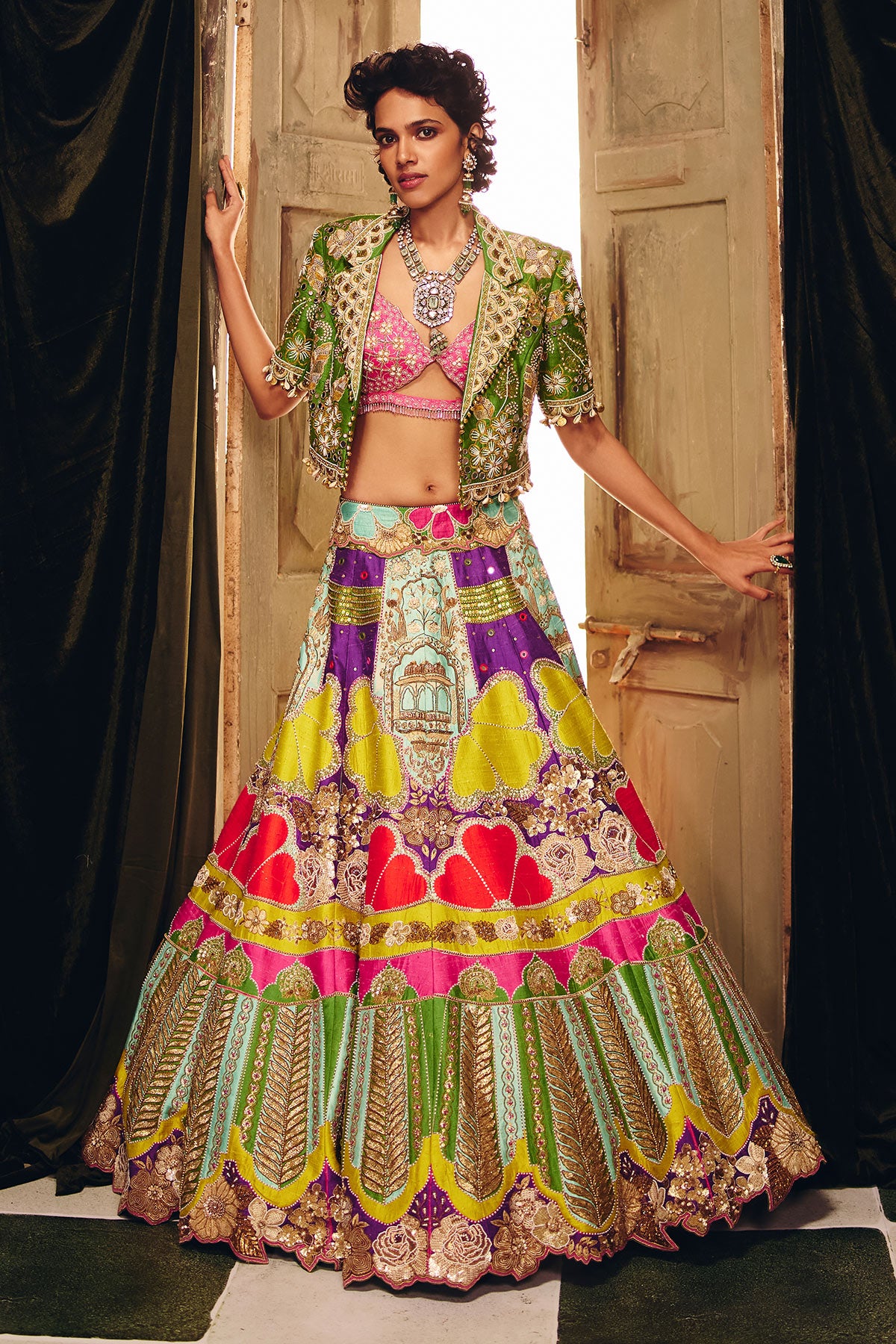 The Green floret lehenga