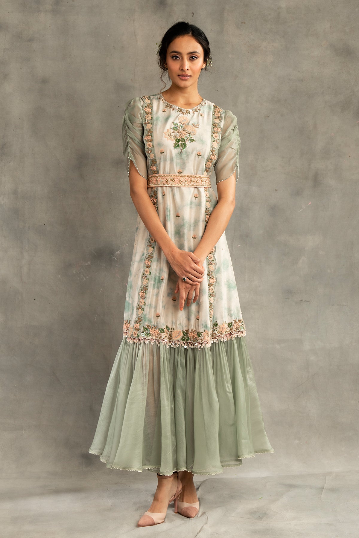 Floral Long Sleeve Classic Collar Cotton Spring Summer Midi Dress -  Petallush